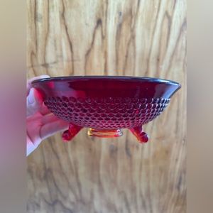 Hobnail Footed Amberina Dish